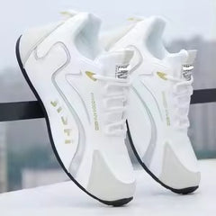 Urban Sport Style – Modern design aur sporty look ek sath  White Gold Sneakers – Sleek white finish with premium gold detailing